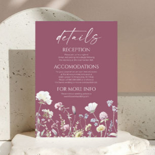 Elegant Wildflower Floral Wedding Details Enclosure Card