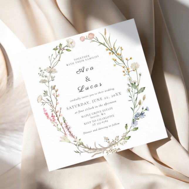 Elegant Wildflower Floral Wedding Garden Greenery Invitation (Creator Uploaded)