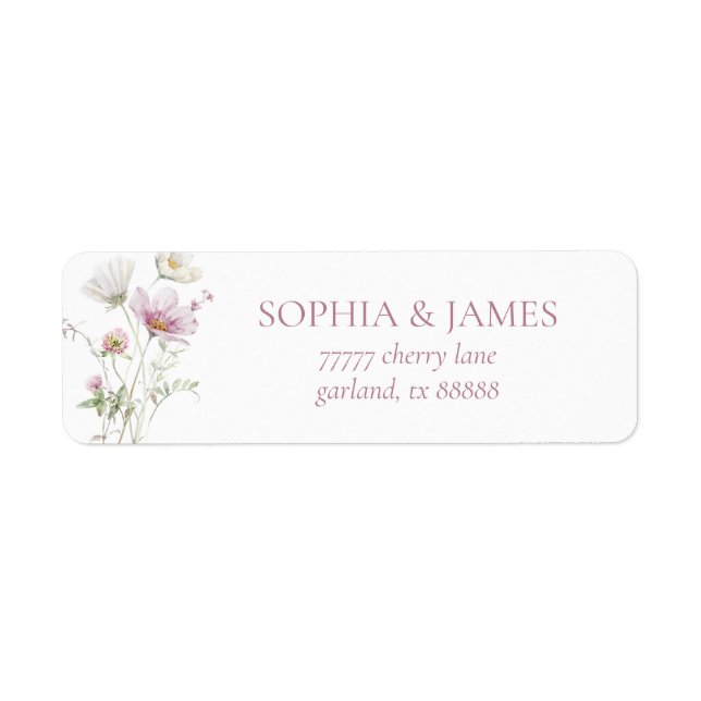 Elegant Wildflower Floral Wedding Return Address (Devant)