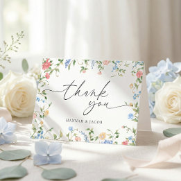 Elegant Wildflower Floral Wedding Thank You Card
