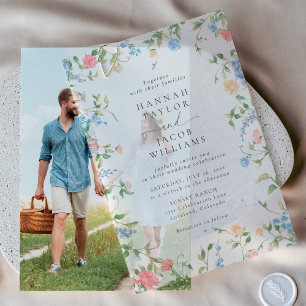Elegant Wildflower Floral Wedding Vellum Invitations