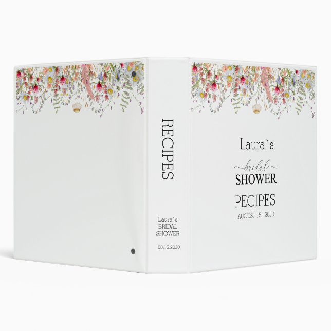 Elegant Wildflower Florall Bridal Shower  Binder (Background)