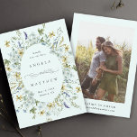 Elegant Wildflower Frame Wedding Photo Mint Save The Date<br><div class="desc">This elegant wedding save the date invitation features beautiful wildflowers as an oval frame with a photo on the back. For more advanced customization of this design,  please click the BLUE DESIGN TOOL BUTTON above!  Matching items are also available.</div>
