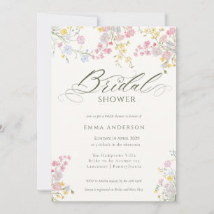 Elegant Wildflower Garden Bridal Shower Invitation