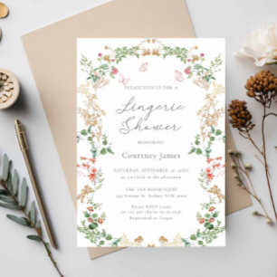 Elegant Wildflower Garden lingerie shower Invitation