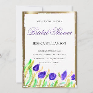 Elegant Wildflower golden Bridal Shower Invitation