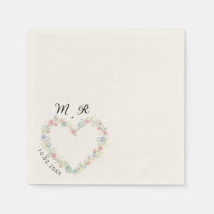 Elegant Wildflower heart Wedding  Napkin