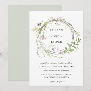 Elegant Wildflower Hoop Wreath Wedding Invitation