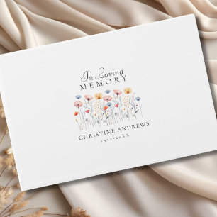 Elegant, Wildflower "In Loving Memory" Funeral Guest Book