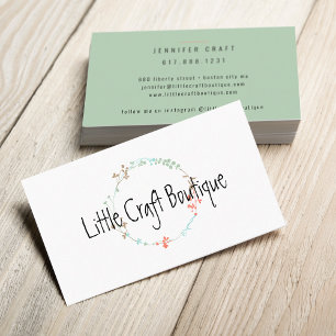 Elegant Wildflower Line Art Wreath Business Card