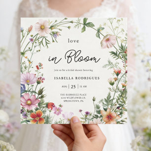 Elegant Wildflower Love in Bloom Bridal Shower Invitation