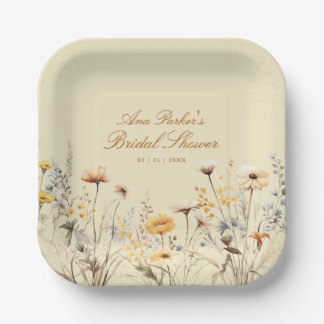 Elegant Wildflower Love Is In Bloom Bridal Shower Paper Plate