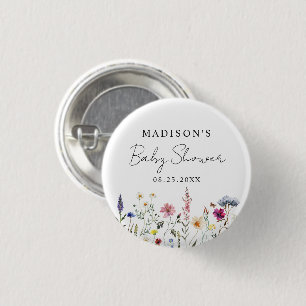 Elegant Wildflower Meadow Baby Shower 1 Inch Round Button