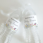 Elegant Wildflower Meadow Baby Shower Water Bottle Label<br><div class="desc">Elegant floral baby shower water bottle labels featuring a bottom border of watercolor wildflowers and foliage in shades of pink, yellow, purple, blue, and green on a white background. Personalize the wildflower baby shower water bottle labels with the mom-to-be's name and the date. The personalized wildflower water bottle labels are...</div>