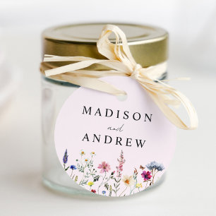 Elegant Wildflower Meadow Blush Pink Wedding Favour Tags