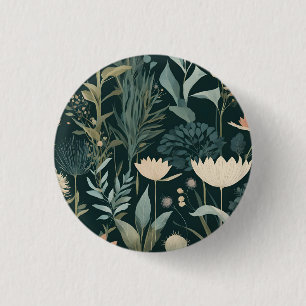 Elegant Wildflower Meadow Botanical Pattern 1 Inch Round Button