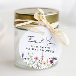 Elegant Wildflower Meadow Bridal Shower Thank You Favour Tags<br><div class="desc">Elegant floral bridal shower thank you favour tags featuring a bottom border of watercolor wildflowers and foliage in shades of pink, yellow, purple, blue, and green on a white background. Personalize the wildflower bridal shower favour tags with the bride-to-be's name. The personalized wildflower thank you favour tags are perfect for...</div>