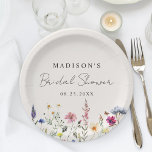 Elegant Wildflower Meadow Cream Bridal Shower Paper Plate<br><div class="desc">Elegant floral bridal shower paper plates featuring a bottom border of watercolor wildflowers and foliage in shades of pink, yellow, purple, blue, and green on a cream background. Personalize the wildflower bridal shower paper plates with the bride-to-be's name and the date. The personalized wildflower paper plates are perfect for spring...</div>