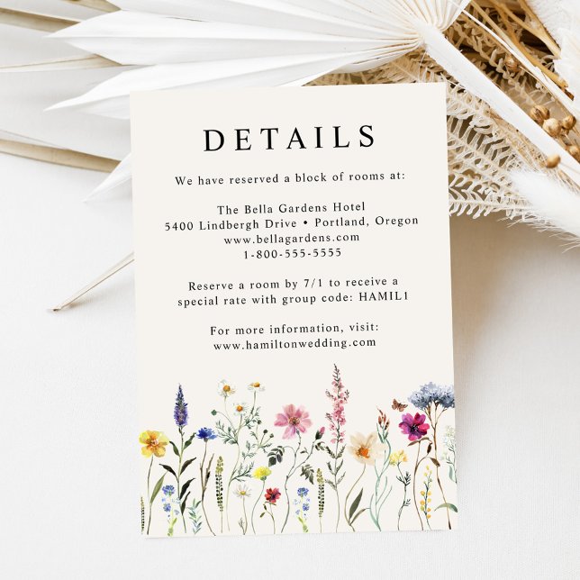 Elegant Wildflower Meadow Cream Wedding Details Enclosure Card (Creator Uploaded)