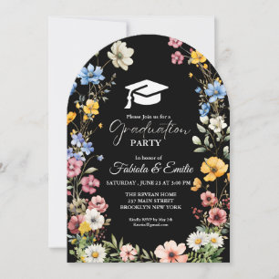 Elegant Wildflower Meadow Garden Twin Graduation Invitation