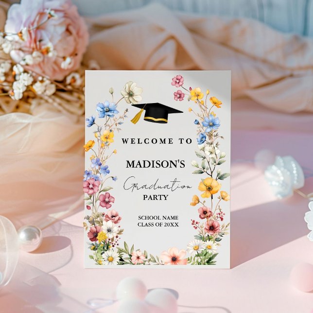 Elegant Wildflower Meadow Graduation  Welcome Sign (Creator Uploaded)