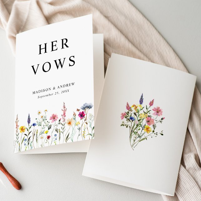 Elegant Wildflower Meadow Her Wedding Vows Card (Creator Uploaded)