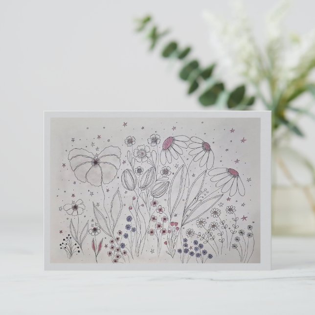 Elegant Wildflower Meadow Wedding RSVP Card (Debout devant)