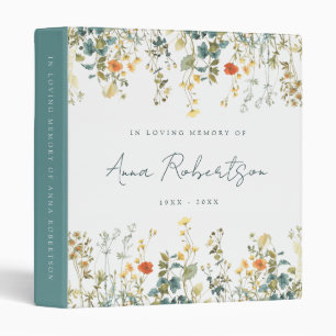 Elegant Wildflower Memorial Funeral Binder