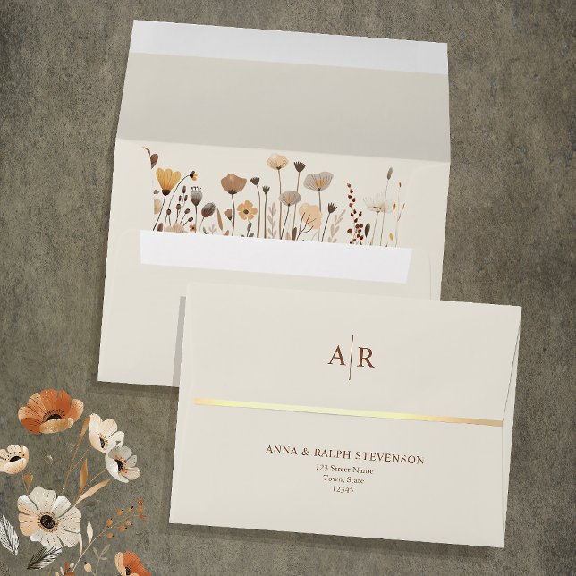 Elegant Wildflower Monogram  Envelope (Creator Uploaded)