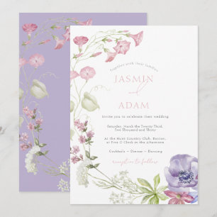 Elegant Wildflower Monogram Wedding Invitation