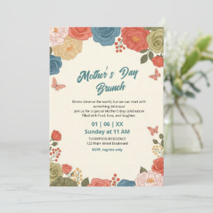 Elegant Wildflower Mother's Day Brunch Invitation 