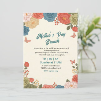 Elegant Wildflower Mother's Day Brunch Invitation 