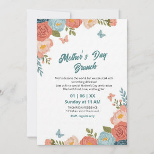 Elegant Wildflower Mother's Day Brunch Invitation 