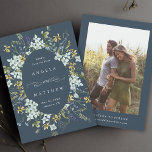 Elegant Wildflower Oval Frame Wedding Photo Navy Save The Date<br><div class="desc">This elegant wedding save the date invitation features beautiful wildflowers as an oval frame with a photo on the back. For more advanced customization of this design,  please click the BLUE DESIGN TOOL BUTTON above!  Matching items are also available.</div>
