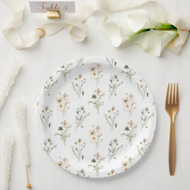 Elegant Wildflower Paper Plate (Wedding)