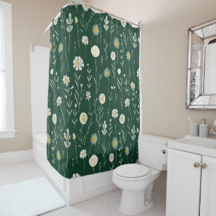 Elegant Wildflower Pattern on Dark Green