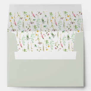 Elegant Wildflower Pattern Return Address Sage Envelope
