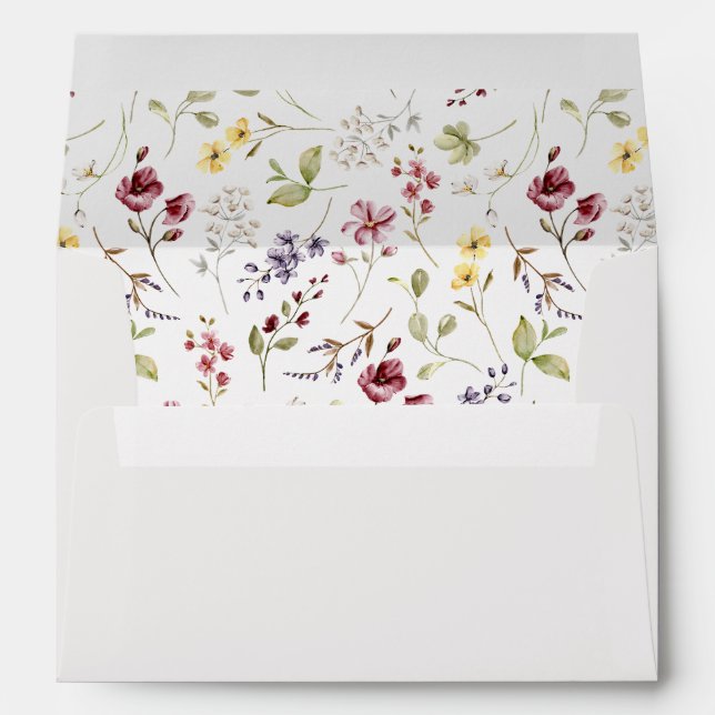 Elegant Wildflower Pattern Wedding  Envelope (Back (Bottom))