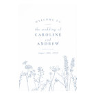 Elegant Wildflower Periwinkle Wedding Welcome Sign