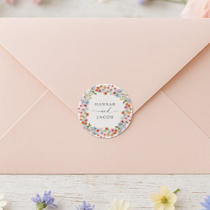 Elegant Wildflower Personalized Wedding Classic Round Sticker