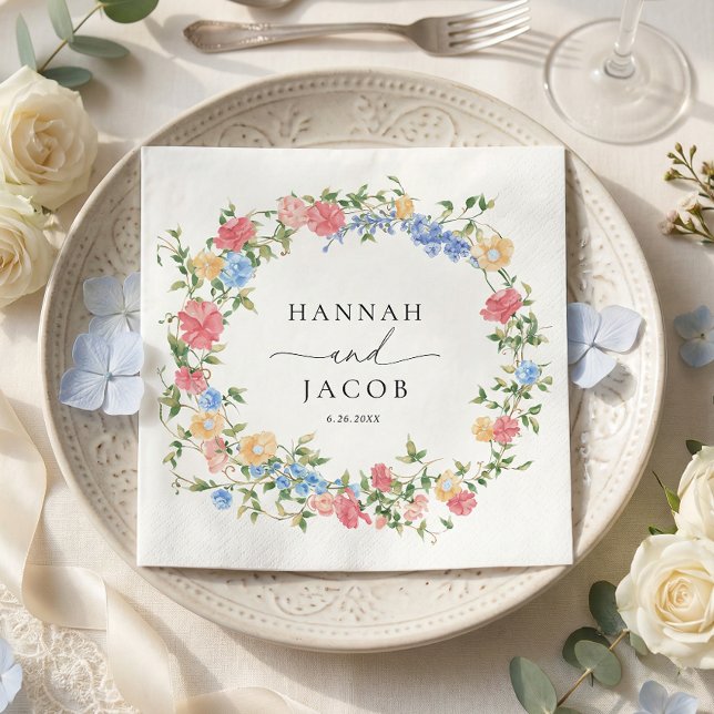 Elegant Wildflower Personalized Wedding  Napkin (Creator Uploaded)