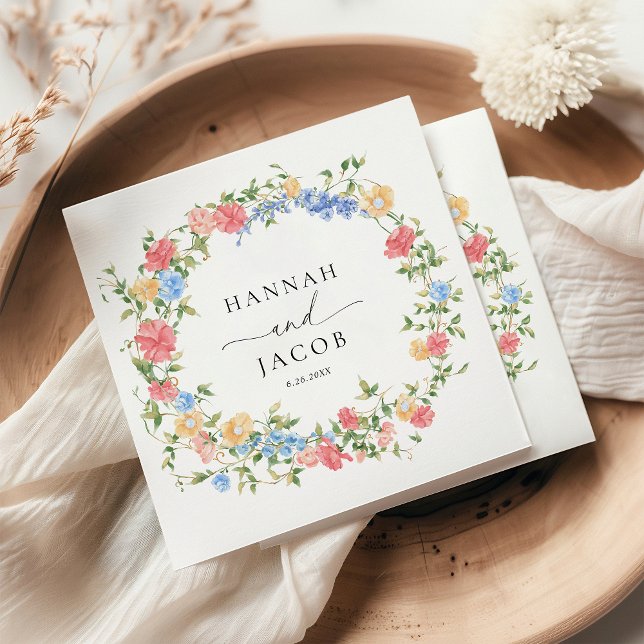 Elegant Wildflower Personalized Wedding  Napkin (Creator Uploaded)