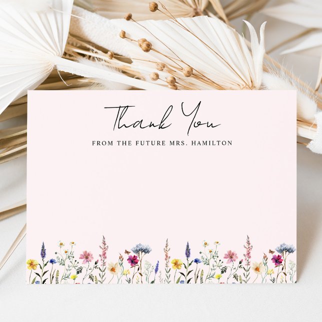 Elegant Wildflower Pink Future Mrs. Bridal Shower Thank You Card (Creator Uploaded)