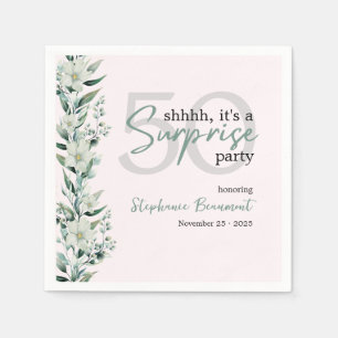 Elegant Wildflower Pink Surprise 50th Birthday  Napkin