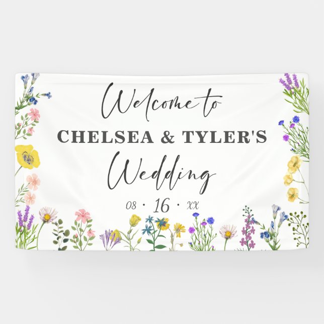 Elegant Wildflower Pretty Wild Floral Wedding  Banner (Horizontal)