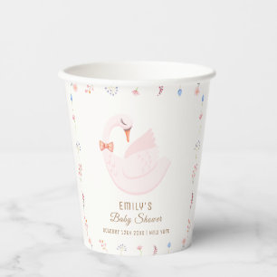 Elegant Wildflower Princess Swan Girl Baby Shower  Paper Cups
