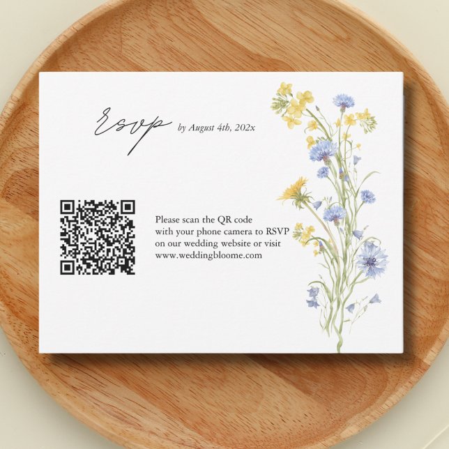 Elegant wildflower QR code wedding RSVP Card (Creator Uploaded)