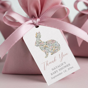 Elegant Wildflower Rabbit Baby Shower Favour Gift Tags