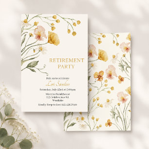 Elegant Wildflower Retirement Party Floral Invitation