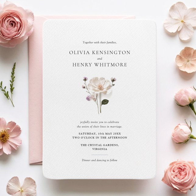 Elegant Wildflower Rounded Corner Style Wedding Invitation (Creator Uploaded)